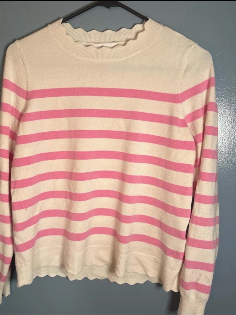 Charter Club Cream Sweater with Pink Stripes